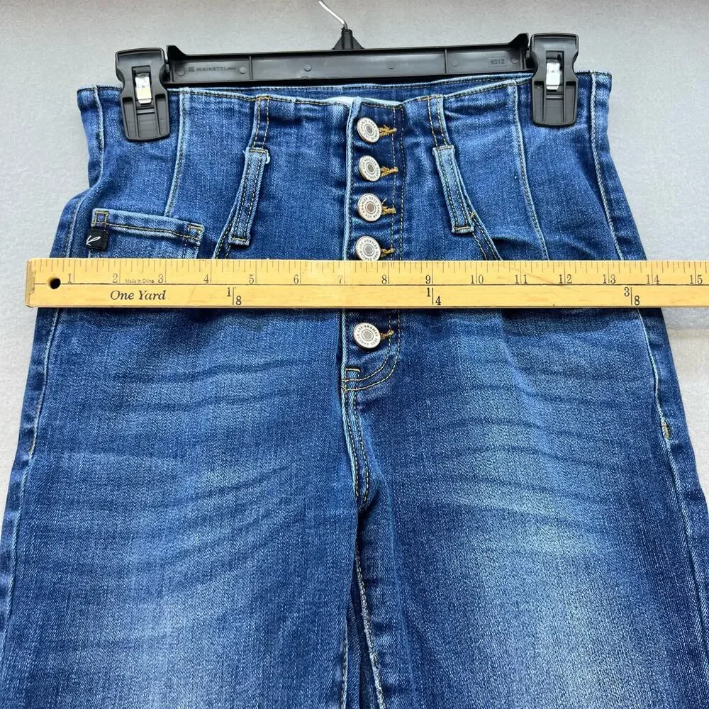 KanCan Jeans Women's 25 (2) Blue High Rise Button Fly Skinny Ankle Preppy School - Picture 6 of 14